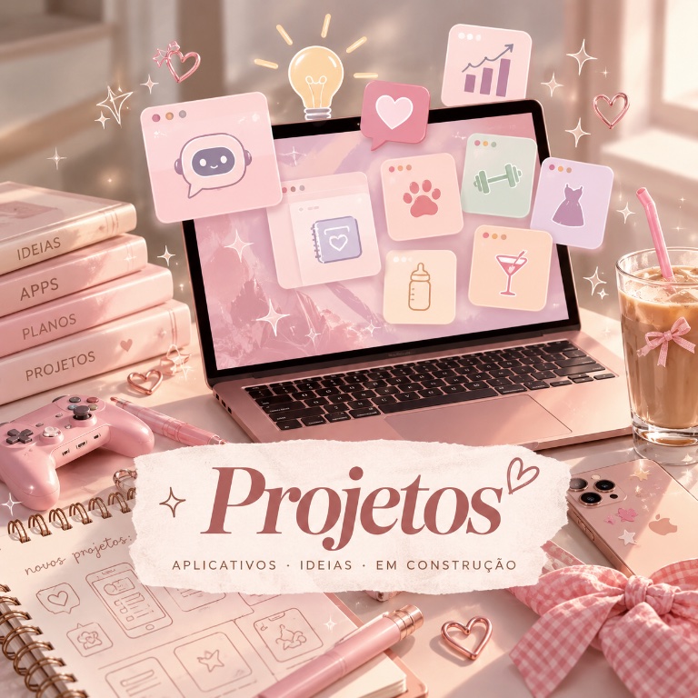 Capa ilustrada dos aplicativos, ideias e projetos da Karollyne